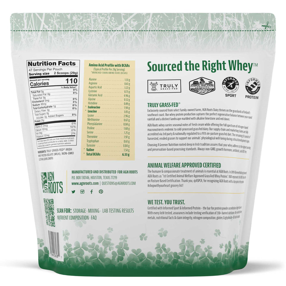 Grass Fed Whey Protein Powder AGN Roots